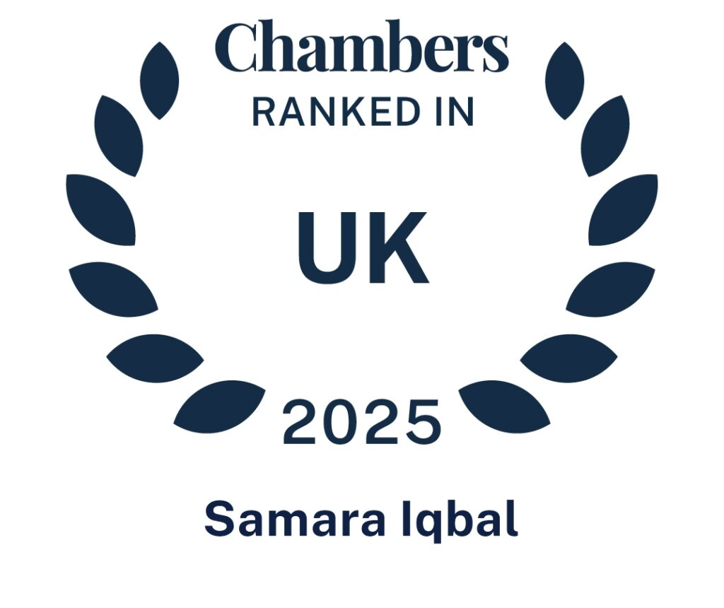 Chambers Ranked in UK 2025 Samara Iqbal