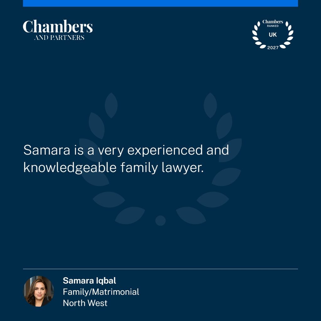Chambers UK Guide 2027 testimonial recognising Samara Iqbal's family law expertise